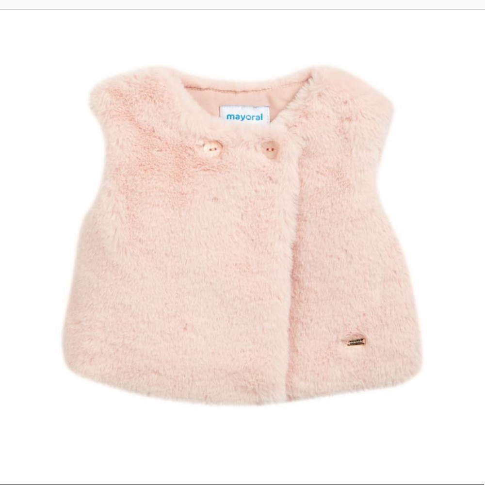 Mayoral pink 24M faux fur vest